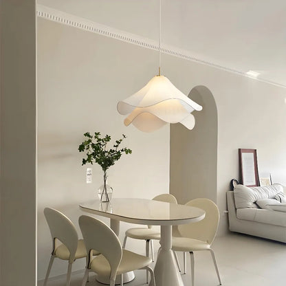 White Fabric Flower LED Pendant Light 2