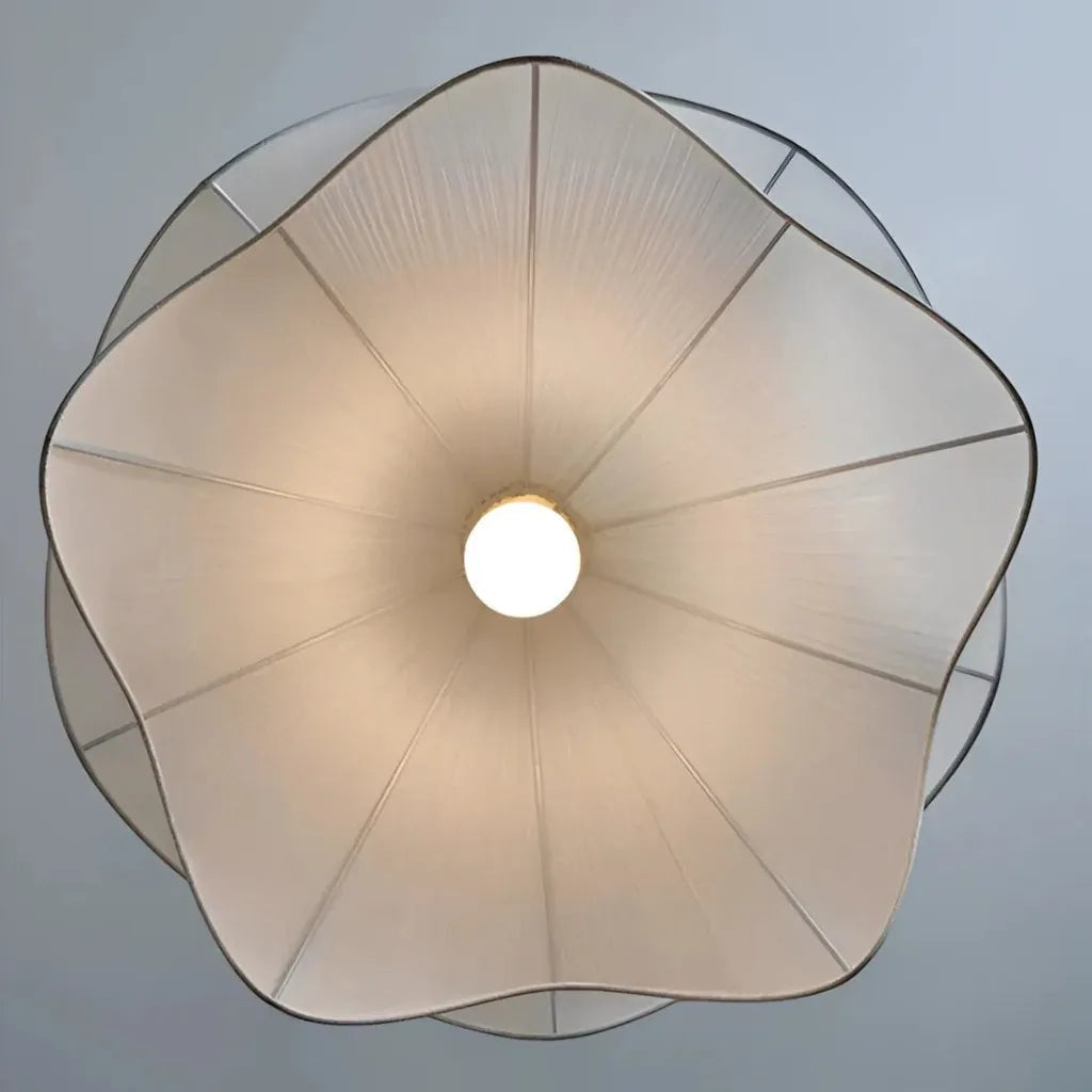 White Fabric Flower LED Pendant Light 6