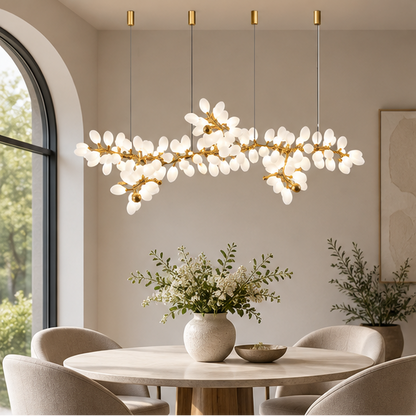 White and Gold Leaf Chandelier for Living Room