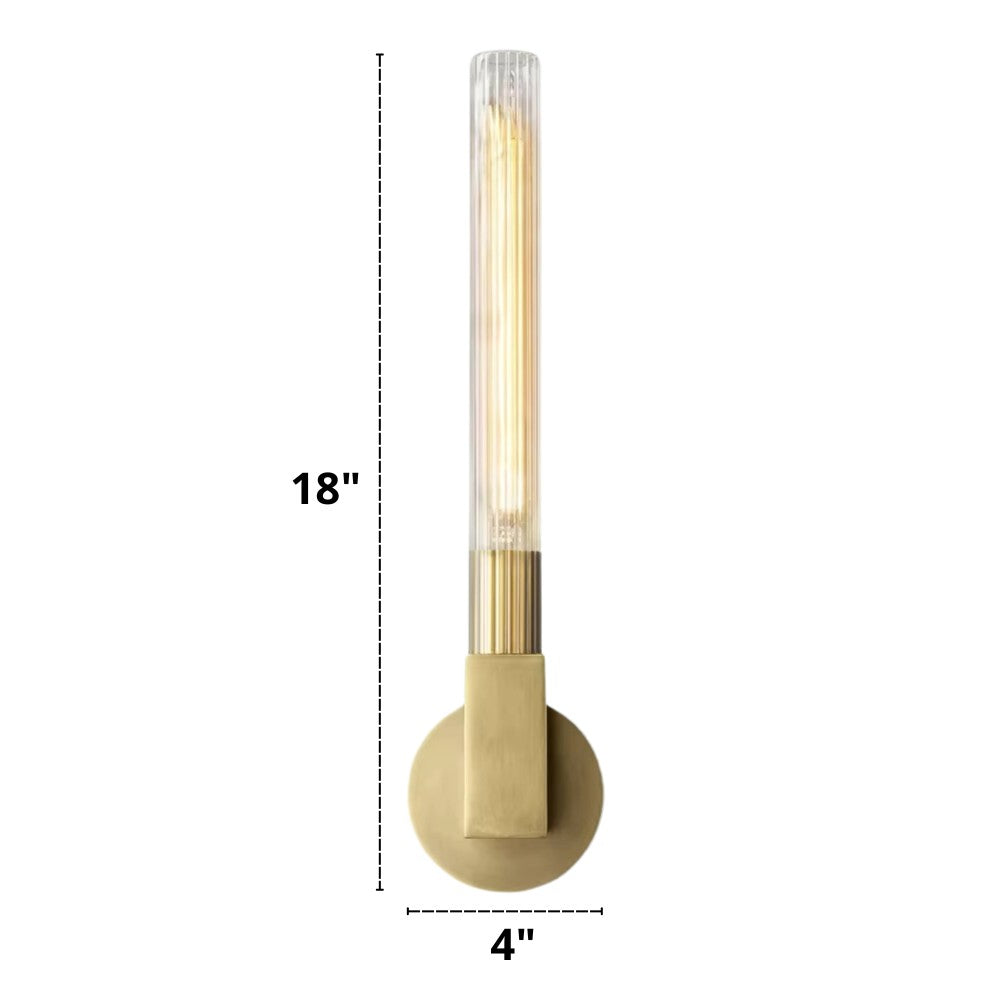 RoyaleGlow Modern Brass Wall Sconce-Fluted Glass Vanity Light Fixture