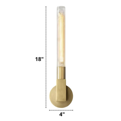 RoyaleGlow Modern Brass Wall Sconce-Fluted Glass Vanity Light Fixture