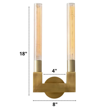 RoyaleGlow Modern Brass Wall Sconce-Fluted Glass Vanity Light Fixture