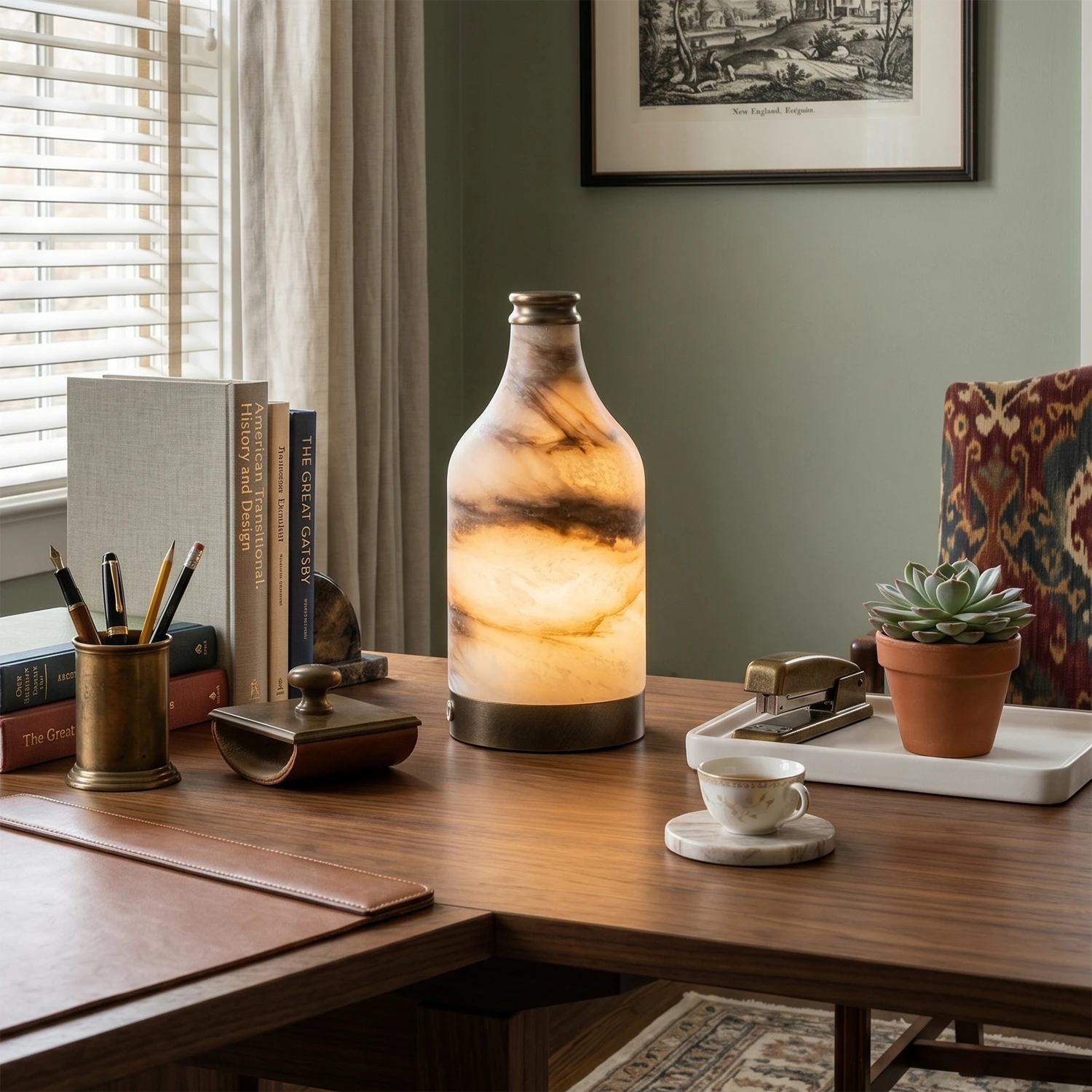 Wine Bottle Alabaster Table Lamp 1