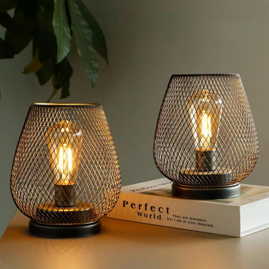 Wireless LED Table Lamp with Metal Mesh Shade 0