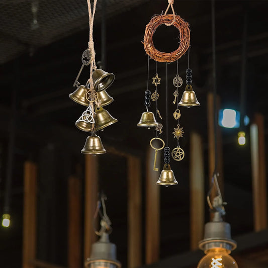 Witch Bells Protection Hangers Wreath Handmade Hanging Magic Wind Chimes for Home Door Doorknob Witchcraft Decora 3