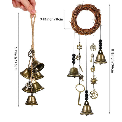 Witch Bells Protection Hangers Wreath Handmade Hanging Magic Wind Chimes for Home Door Doorknob Witchcraft Decora 5