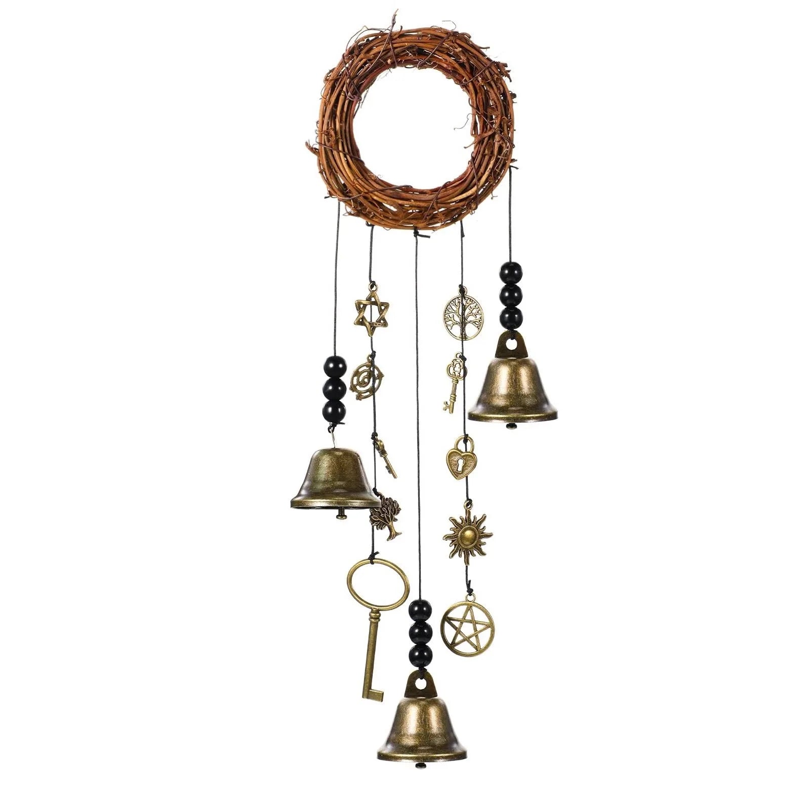 Witch Bells Protection Hangers Wreath Handmade Hanging Magic Wind Chimes for Home Door Doorknob Witchcraft Decora 6