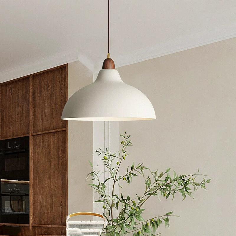 Wood Pendant Light - Natural Metal & Cord Cable Design 1