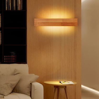 Wood Rectangular Waterproof LED Nordic Wall Sconce Lighting Mirror Light 0