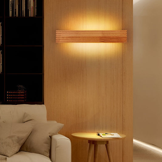 RoyaleGlow Wood LED Wall Sconce - Modern Rectangular Nordic Light
