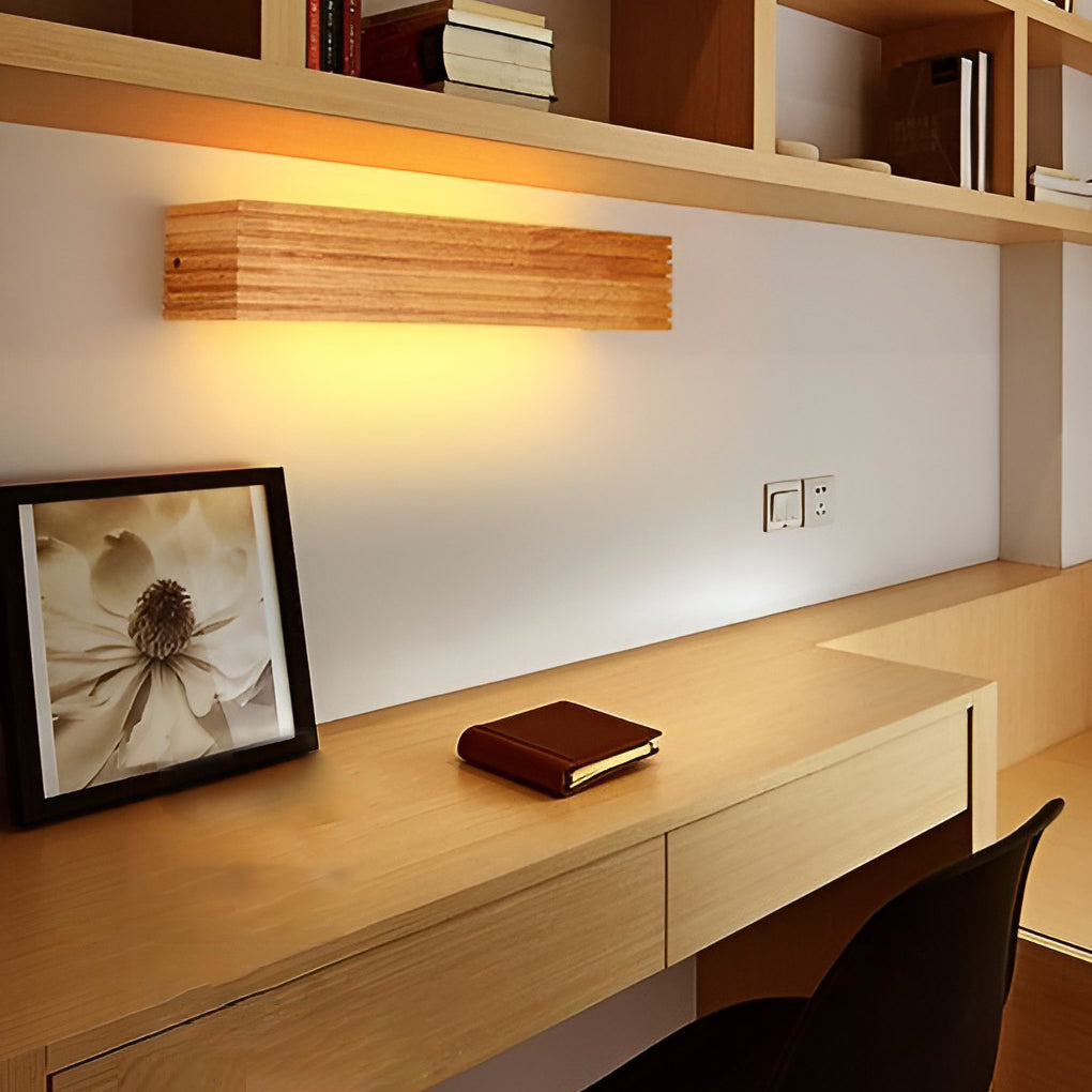 Wood Rectangular Waterproof LED Nordic Wall Sconce Lighting Mirror Light 2
