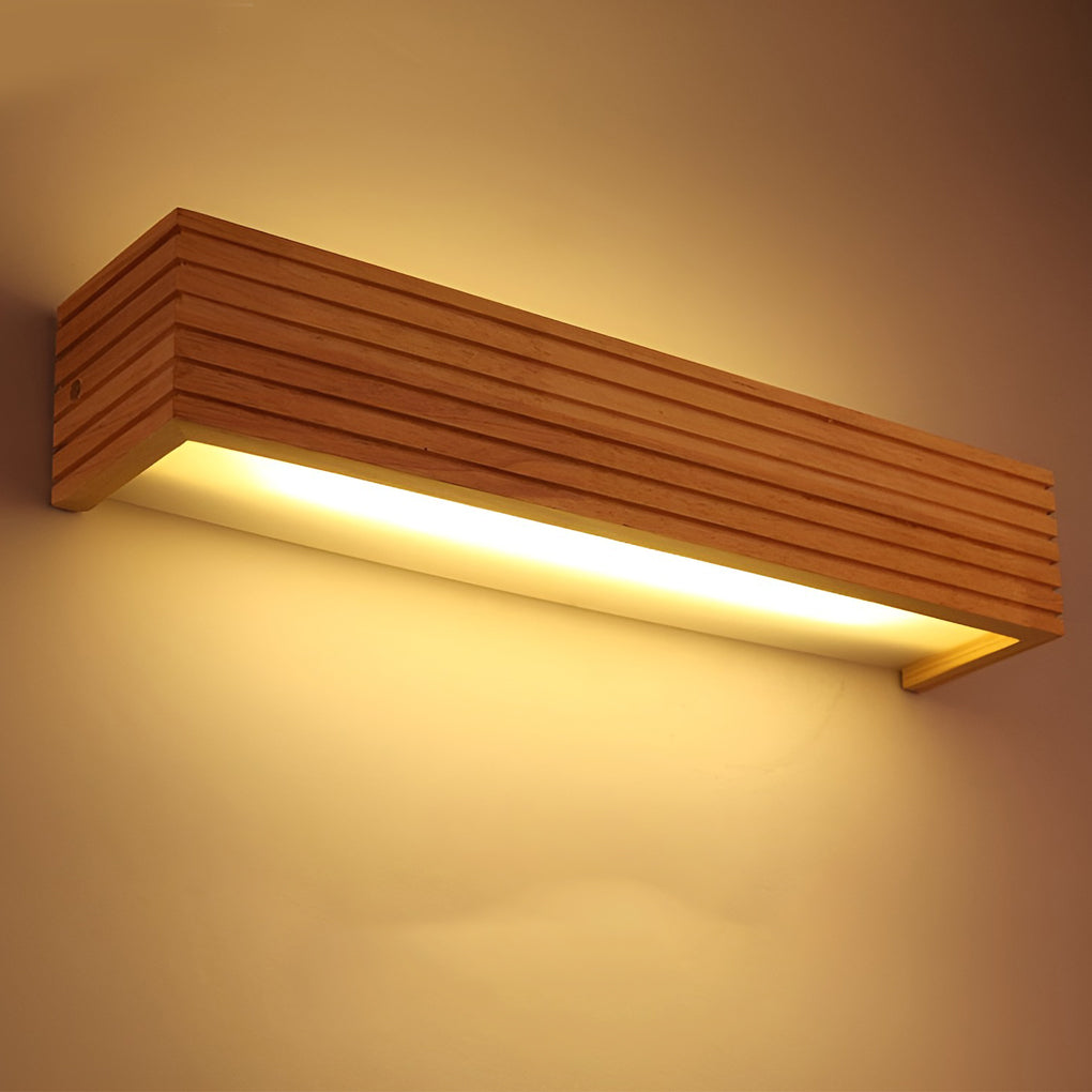 Wood Rectangular Waterproof LED Nordic Wall Sconce Lighting Mirror Light 5