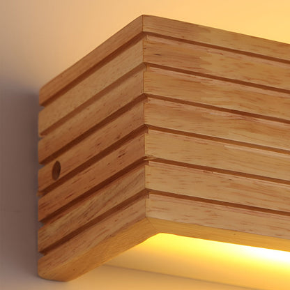 Wood Rectangular Waterproof LED Nordic Wall Sconce Lighting Mirror Light 7