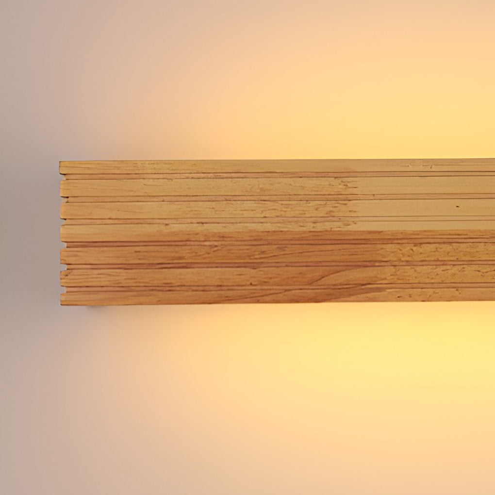 Wood Rectangular Waterproof LED Nordic Wall Sconce Lighting Mirror Light 8