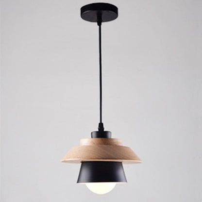 Wood and Metal Layered LED Pendant 0
