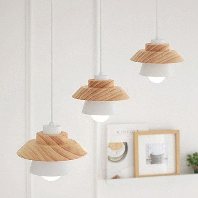 Wood and Metal Layered LED Pendant 2