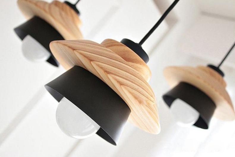 Wood and Metal Layered LED Pendant 3