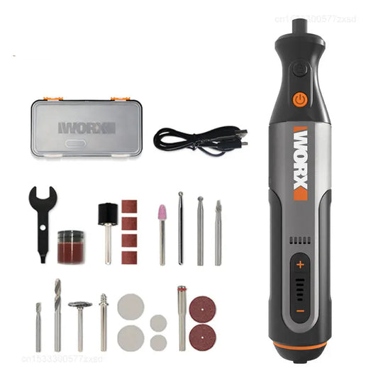 Worx 8V Rotary Tool WX106 Cordless Mini Drill Engraving Grinding Polishing Machine USB Charger Variable Speed Power Tools Set 0
