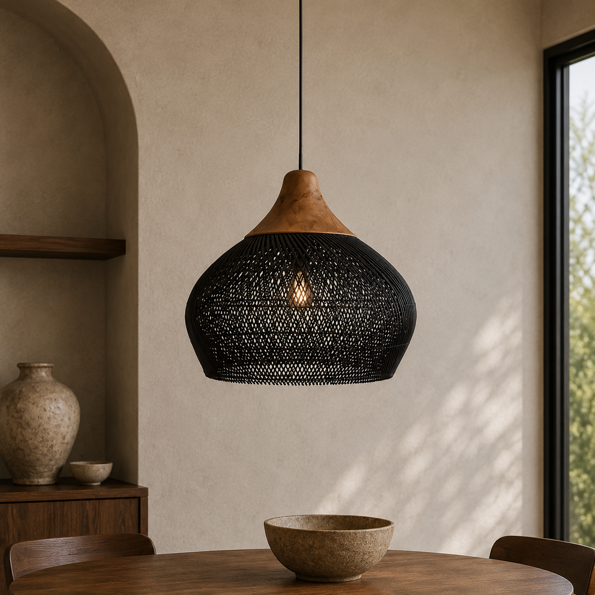 Woven Rattan Pendant 10