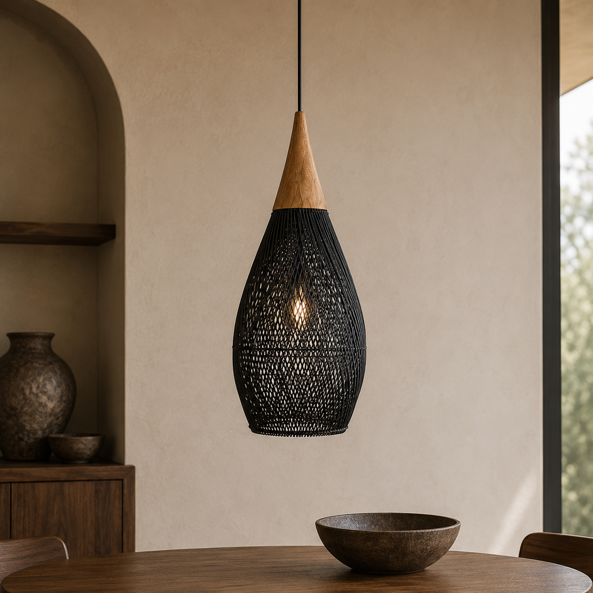 Woven Rattan Pendant 12