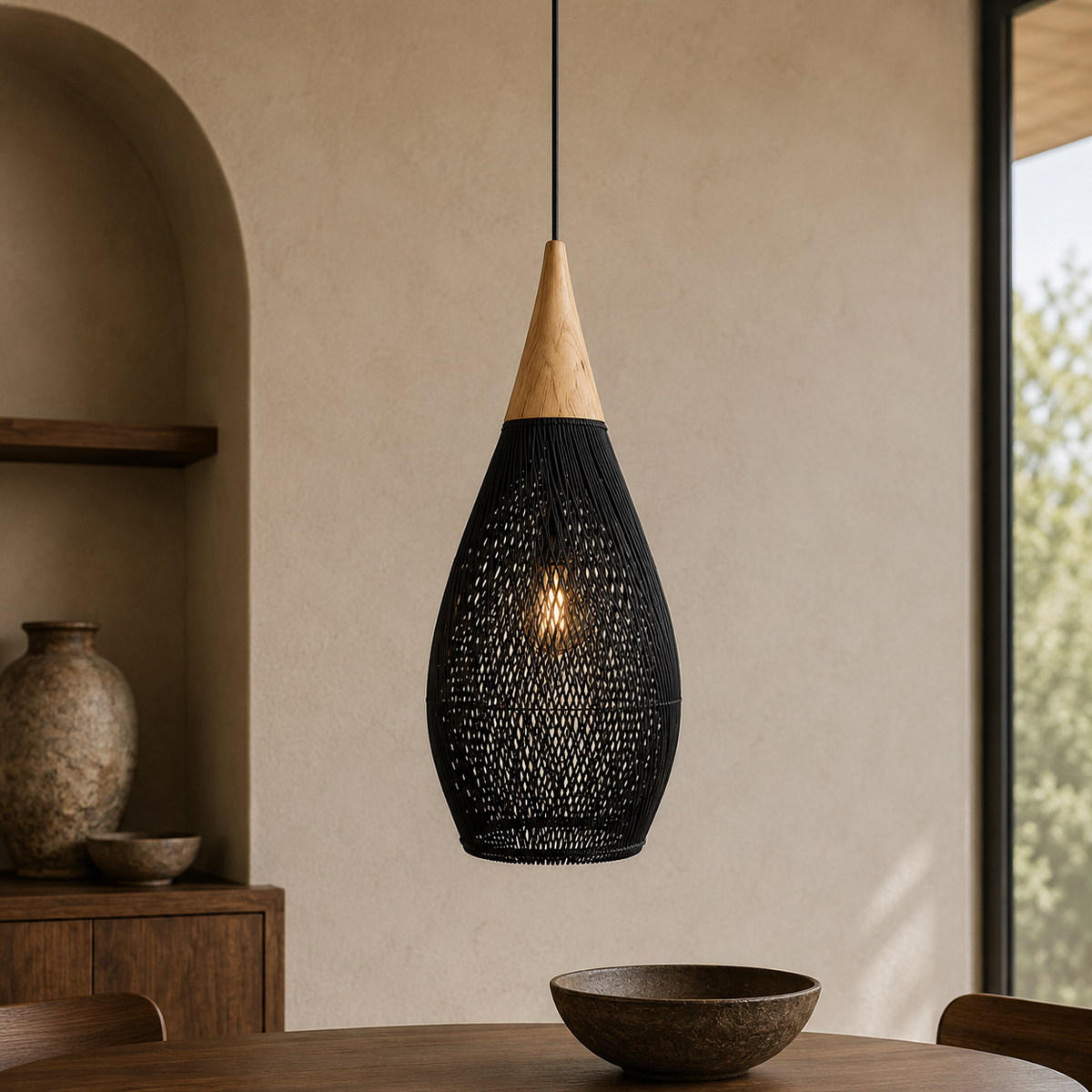 Woven Rattan Pendant 14
