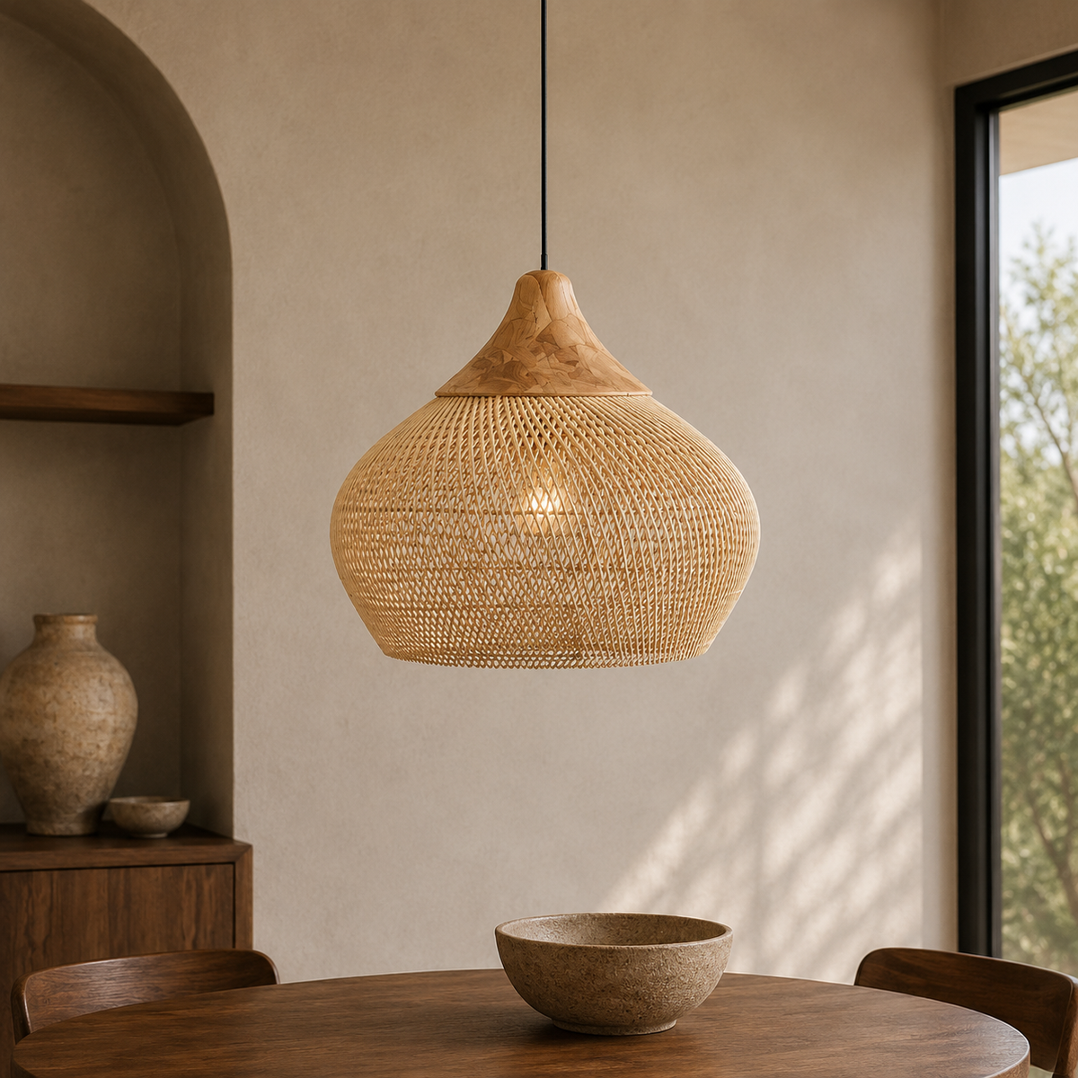 Woven Rattan Pendant 16