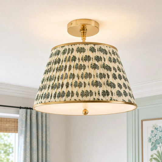 Yarina Vintage Pleated Printed Fabric Ceiling Light