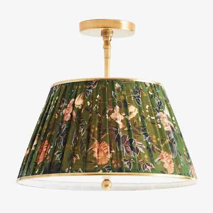 Yarina Vintage Pleated Printed Fabric Ceiling Light
