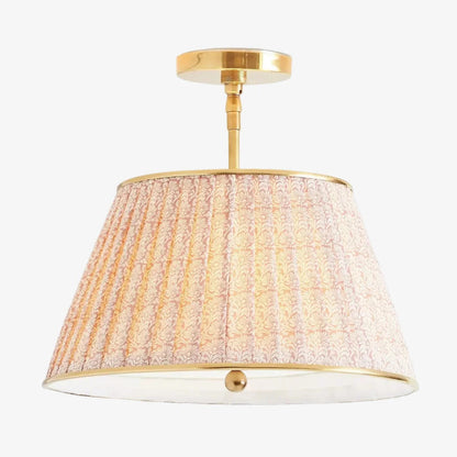 Yarina Vintage Pleated Printed Fabric Ceiling Light