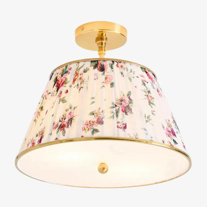 Yarina Vintage Pleated Printed Fabric Ceiling Light
