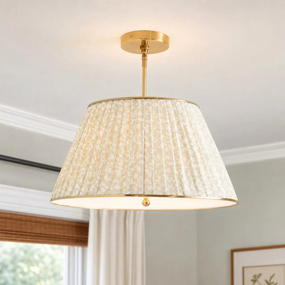 Yarina Vintage Pleated Printed Fabric Ceiling Light