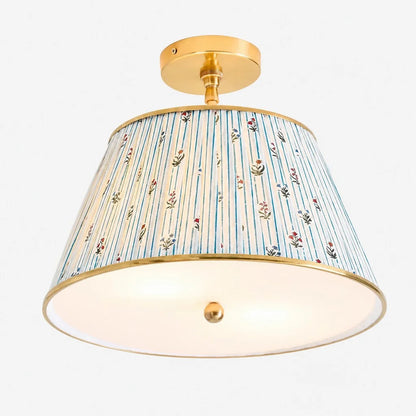Yarina Vintage Pleated Printed Fabric Ceiling Light
