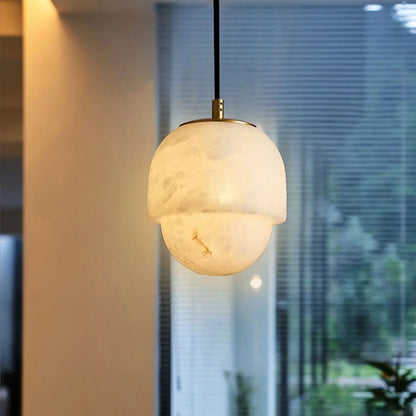 RoyaleGlow Wabi-Sabi Marble Pendant Light - Japandi Minimalist Hanging Lamp