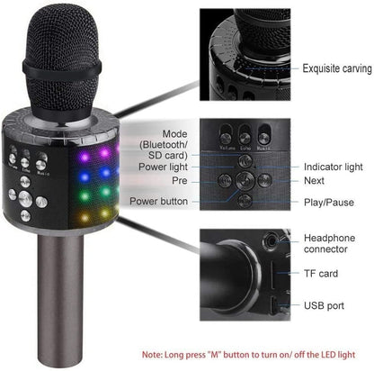 RoyaleGlow Bluetooth Karaoke Microphone with LED Lights