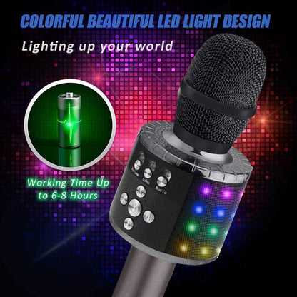 RoyaleGlow Bluetooth Karaoke Microphone with LED Lights