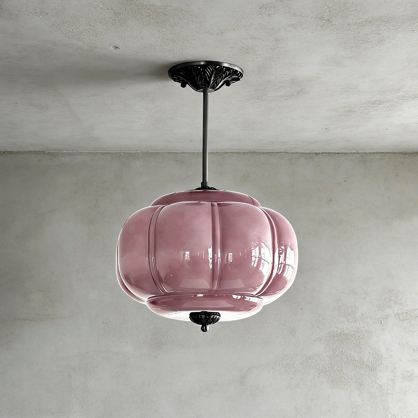 LuxRoyale Green Glass Pendant Lamp With Brass Accents