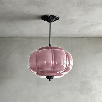 LuxRoyale Green Glass Pendant Lamp With Brass Accents