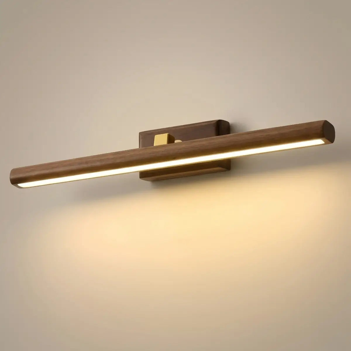 Zenno Minimalist LED Vanity Light - IP44 Walnut Wood Linear for Bathroom/Bedroom 0