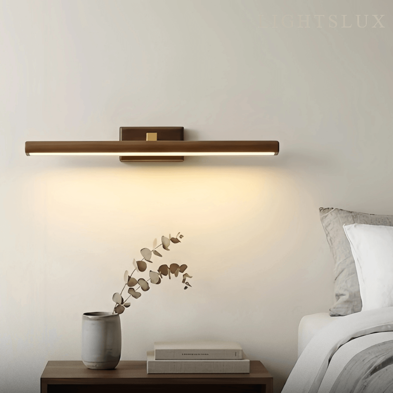 Zenno Minimalist LED Vanity Light - IP44 Walnut Wood Linear for Bathroom/Bedroom 2