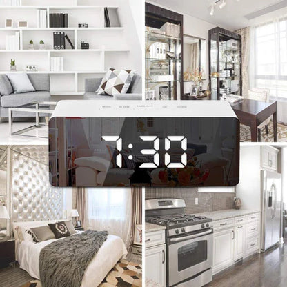 Royaleva Digital Alarm Clock Smart Mirror Desktop Bedside Nightlight