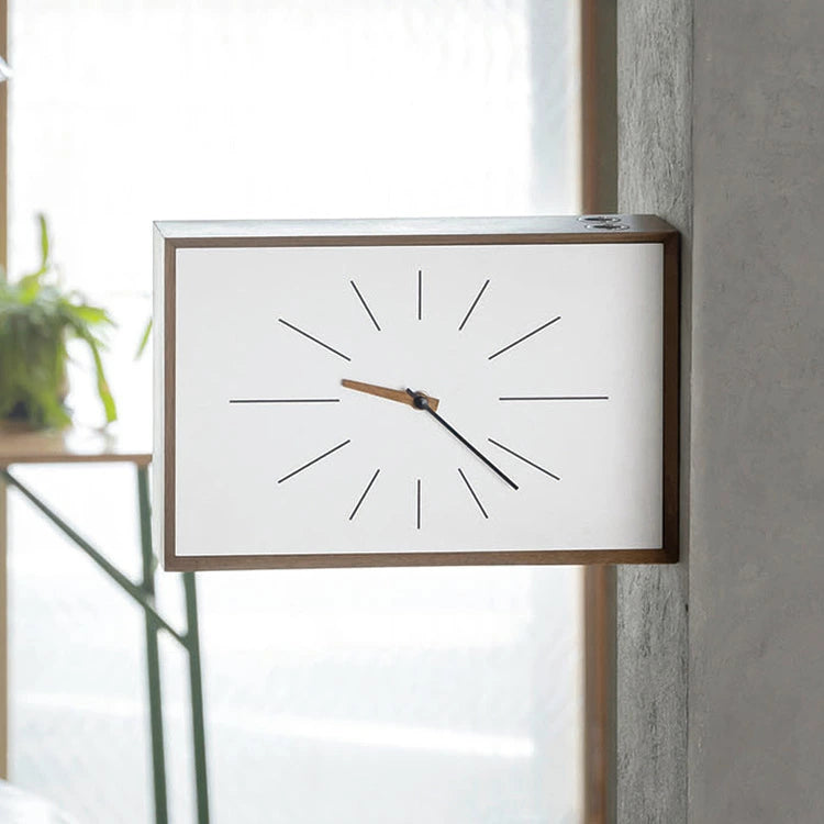 Royelux Modern Acacia Wood Desk Clock - Minimalist White Face Table Clock