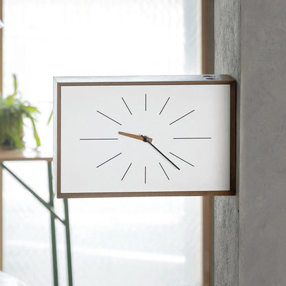 Royelux Modern Acacia Wood Desk Clock - Minimalist White Face Table Clock