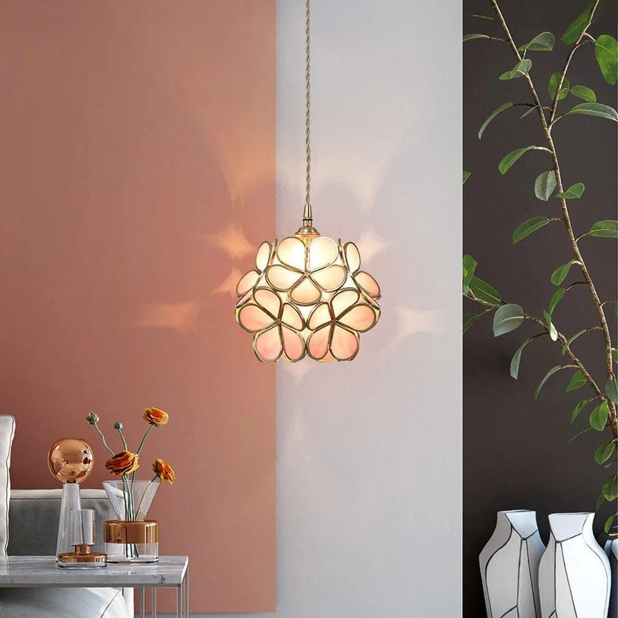 LuxRoyale Cherry Blossom Glass Pendant Lamp for Nordic Floral Living Room
