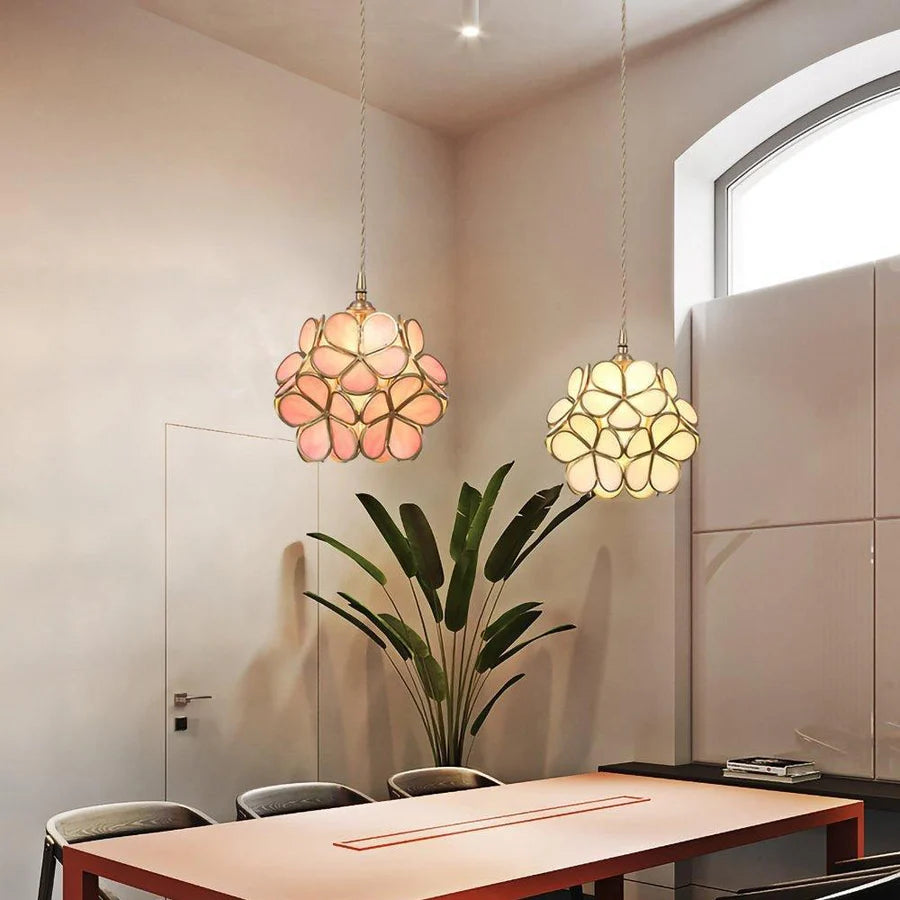 LuxRoyale Cherry Blossom Glass Pendant Lamp for Nordic Floral Living Room