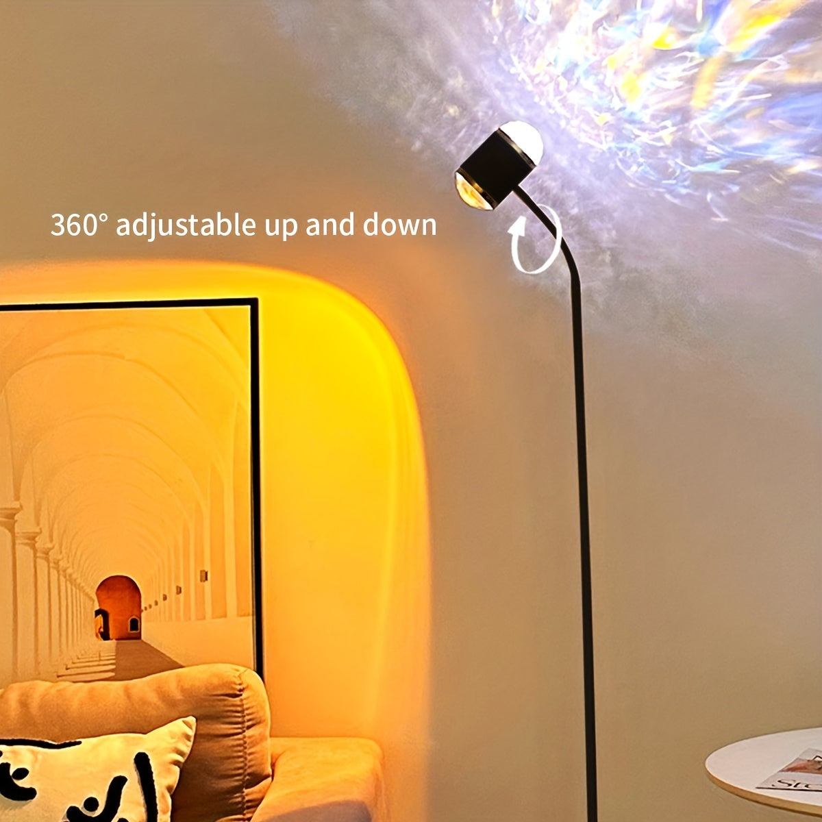 Transform Your Space with the 360° Adjustable Double-Headed Water Ripple Floor Lamp - Default Title