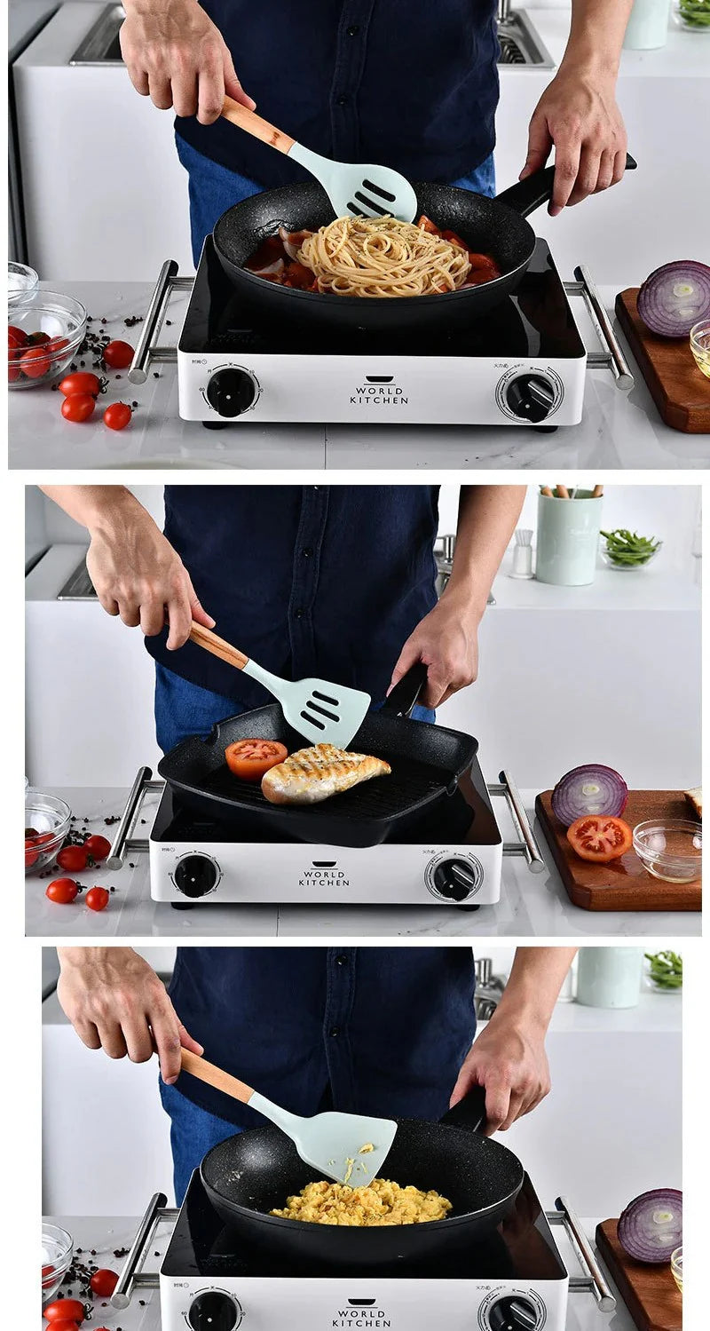 Royallure Wooden-Handle Kitchen Utensil Set – Durable Hardwood for Heat-Safe, Non-Scratch Cooking