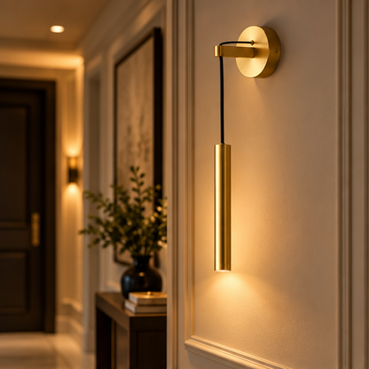 RoyaleGlow Modern Brass LED Wall Sconce - Dimmable Indoor Light Fixture