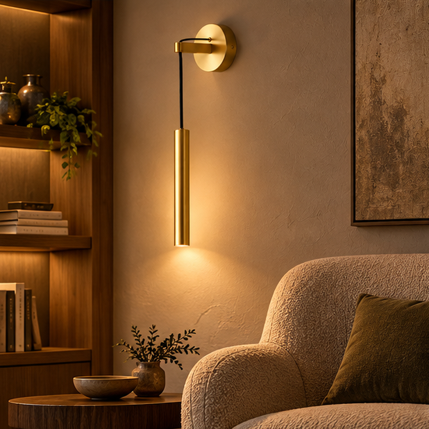 RoyaleGlow Modern Brass LED Wall Sconce - Dimmable Indoor Light Fixture
