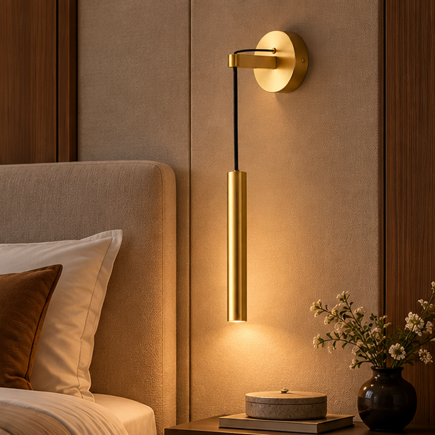 RoyaleGlow Modern Brass LED Wall Sconce - Dimmable Indoor Light Fixture