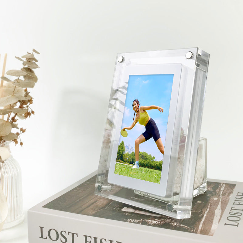 Royaleva Motion Video Frame – Acrylic Digital Display, Customizable & Rechargeable - 7inches / Plug